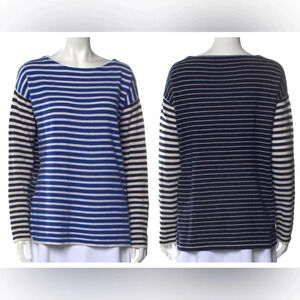 Jenni Kayne 100% Cashmere Colorblock Striped Oversized Boyfriend Sweater